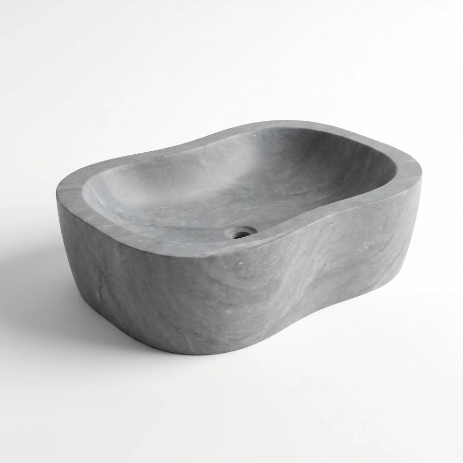 RMD-177 Round Grey Marble Vessel Sink Basin