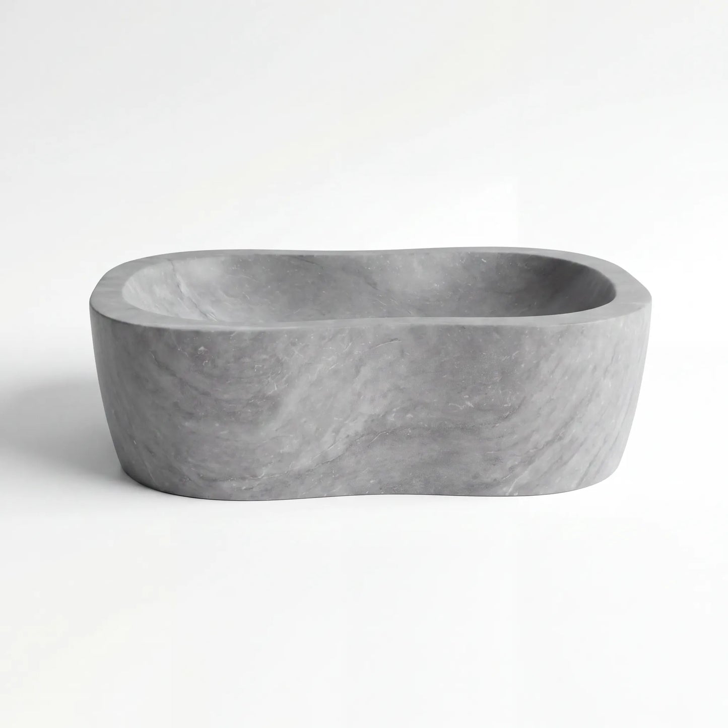 RMD-177 Round Grey Marble Vessel Sink Basin