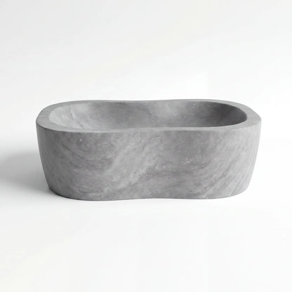 RMD-177 Round Grey Marble Vessel Sink Basin