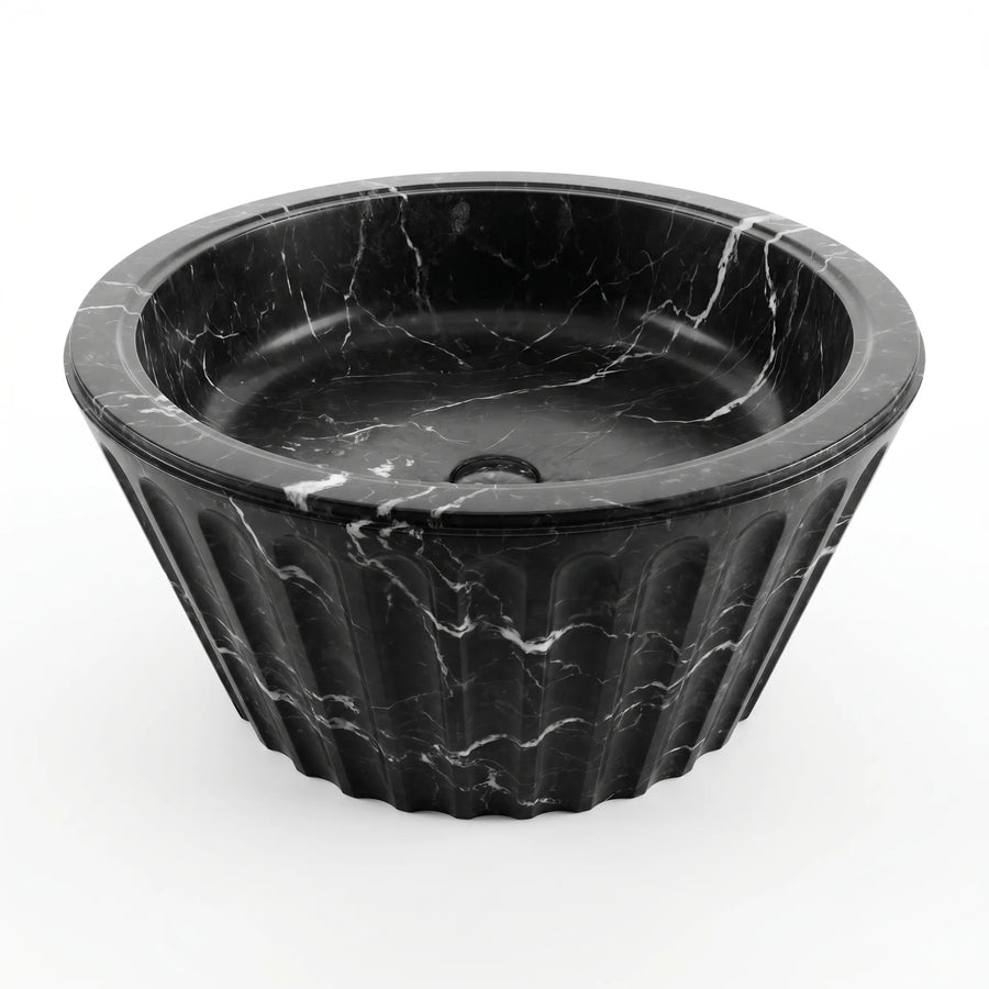RMD-178 Round Nero Marquina Vessel Sink Basin