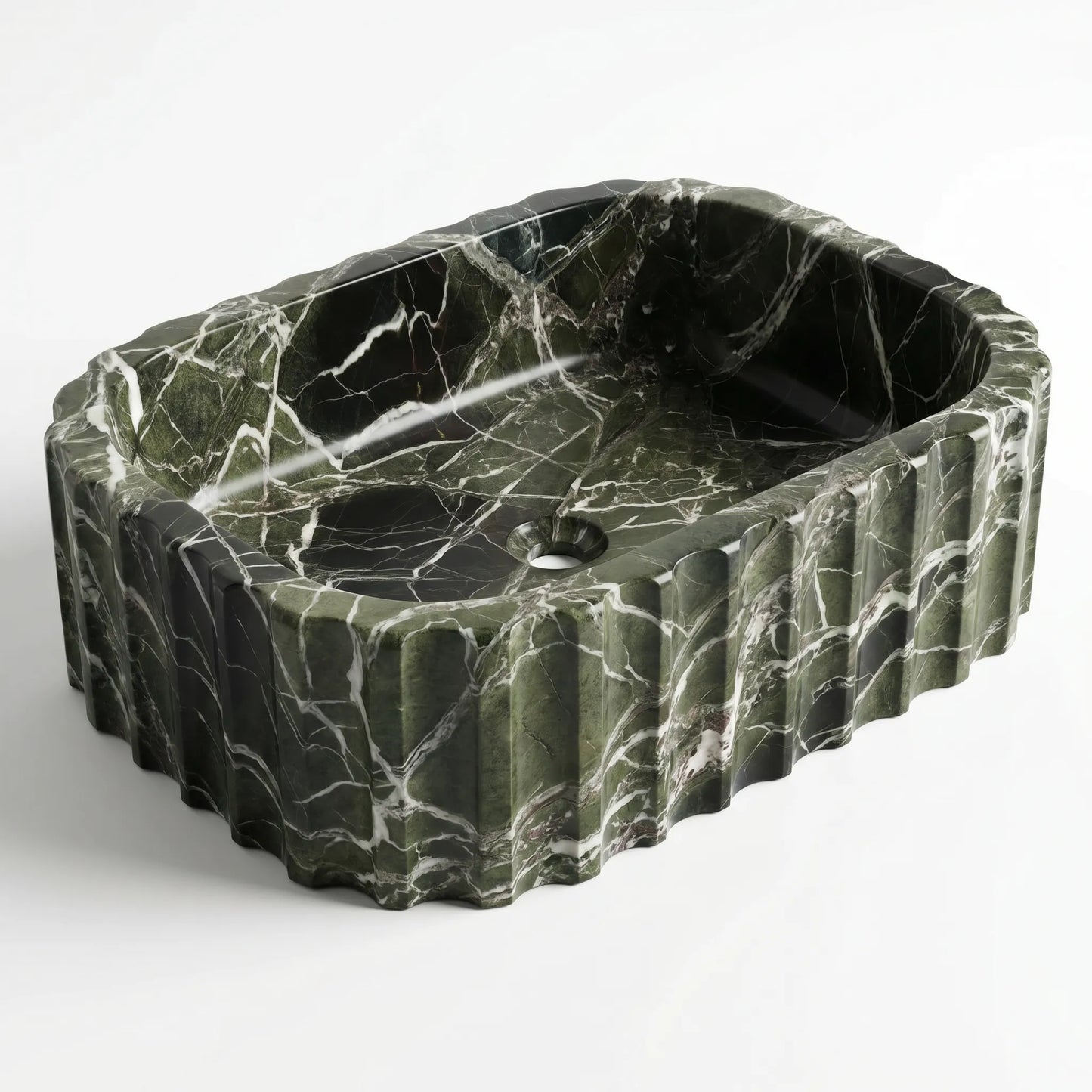 RMD-179 Round Green Marble Vessel Sink Basin