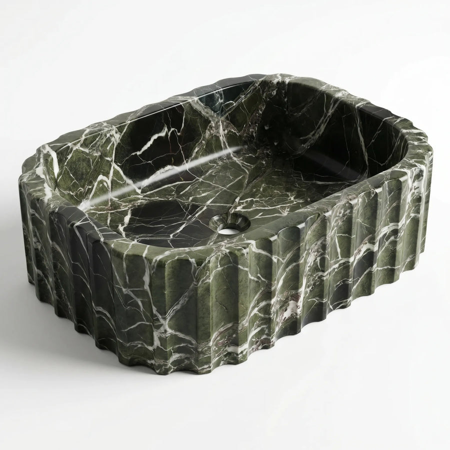 RMD-179 Round Green Marble Vessel Sink Basin