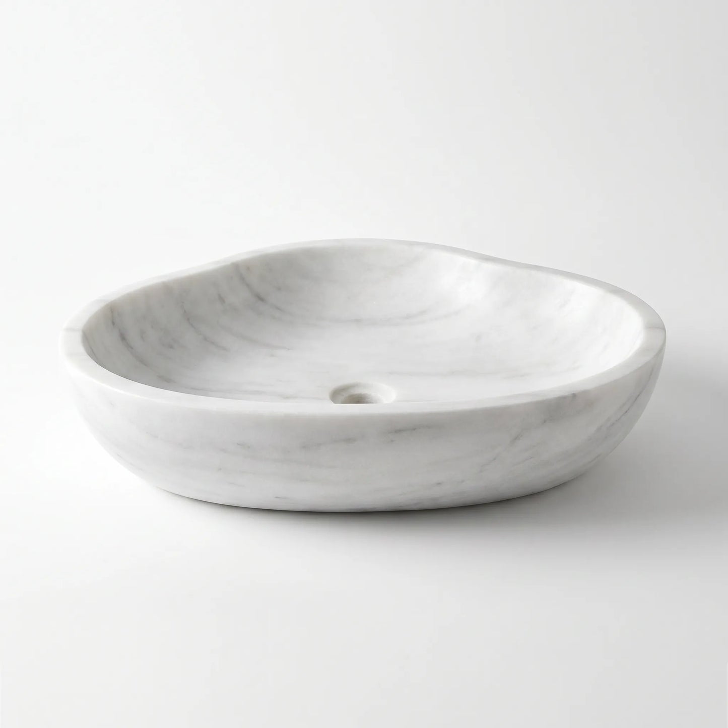 RMD-182 Round Carrara White Vessel Sink Basin