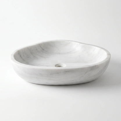 RMD-182 Round Carrara White Vessel Sink Basin