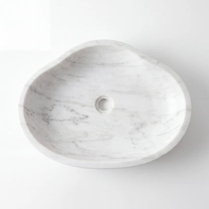 RMD-182 Round Carrara White Vessel Sink Basin