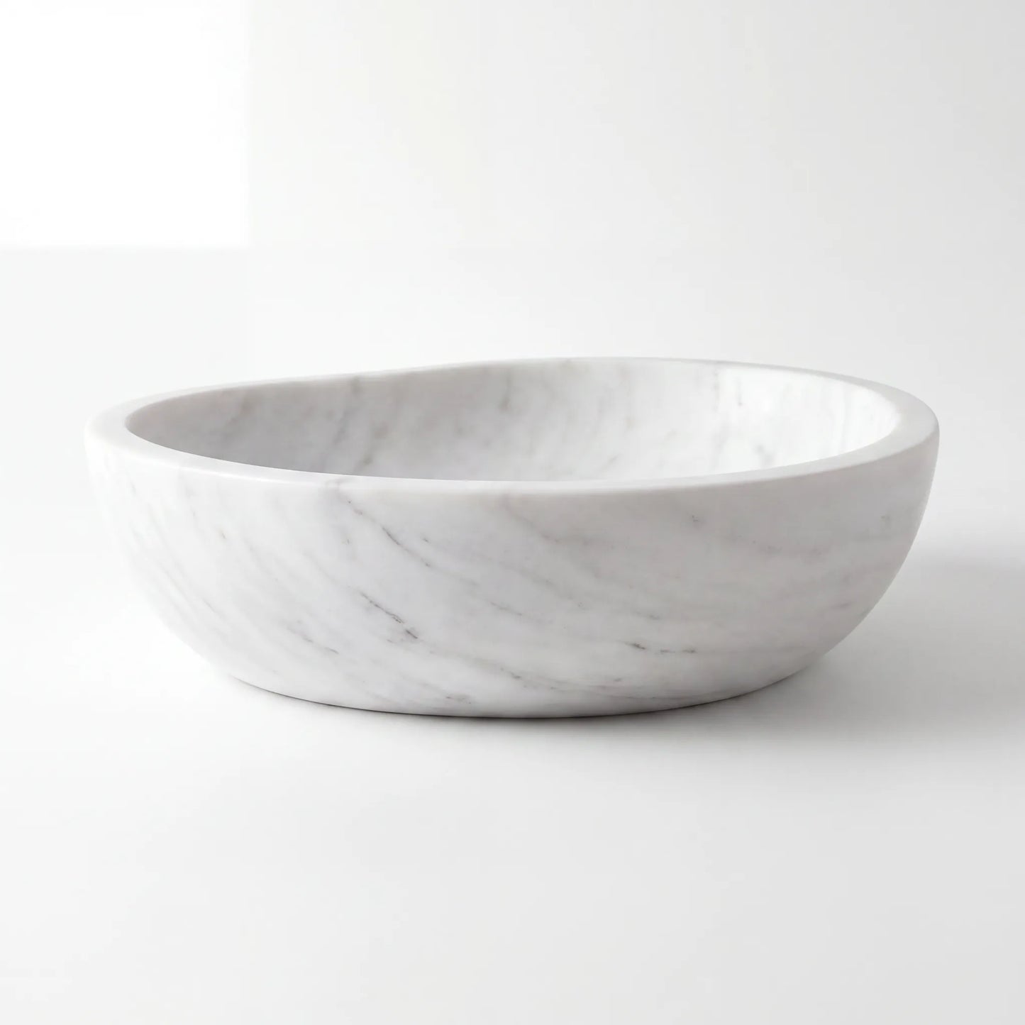 RMD-182 Round Carrara White Vessel Sink Basin