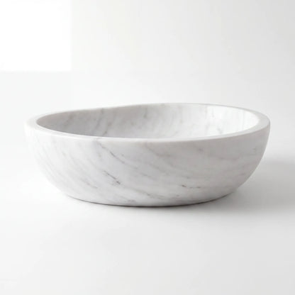 RMD-182 Round Carrara White Vessel Sink Basin