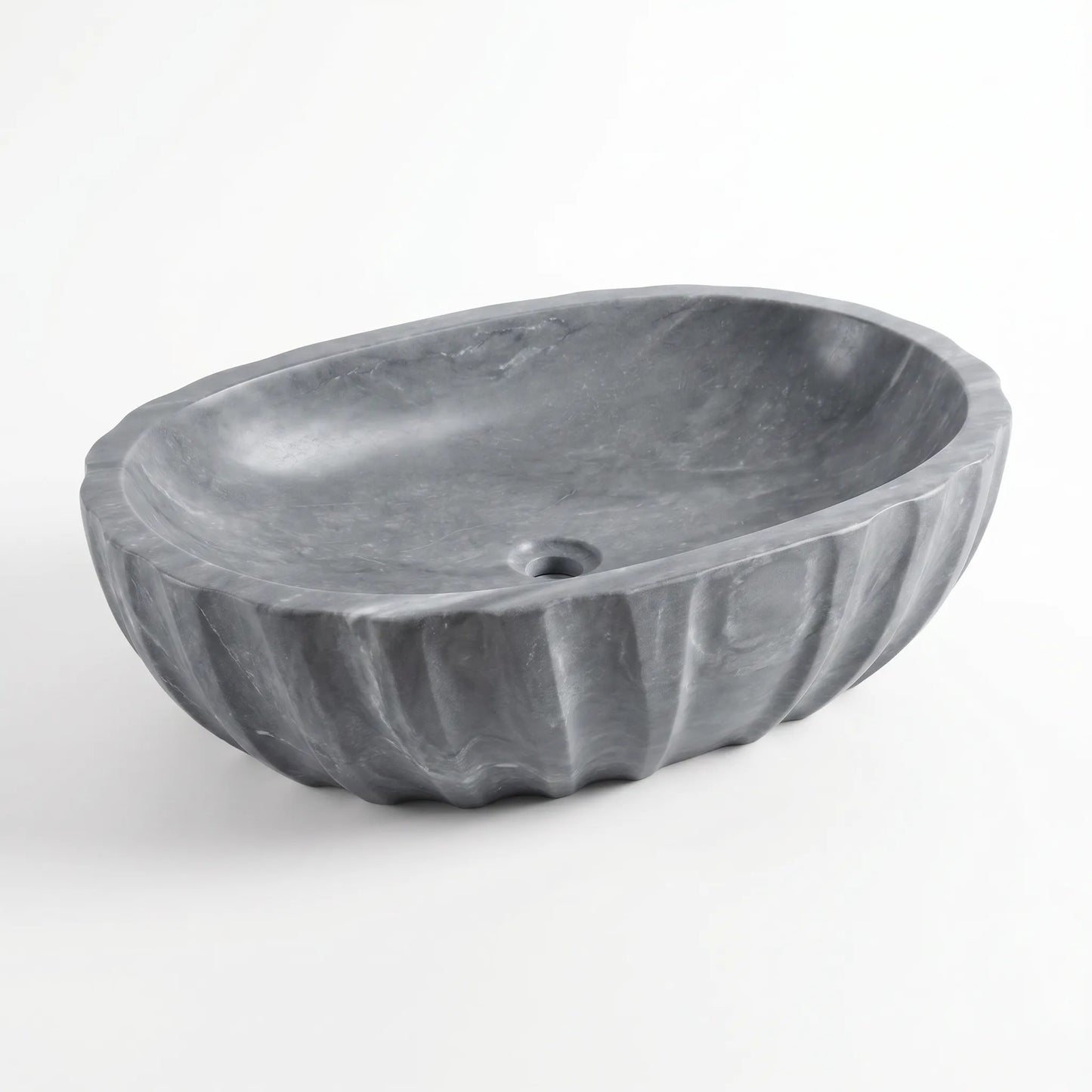 RMD-183 Round Grey Marble Vessel Sink Basin