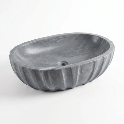 RMD-183 Round Grey Marble Vessel Sink Basin