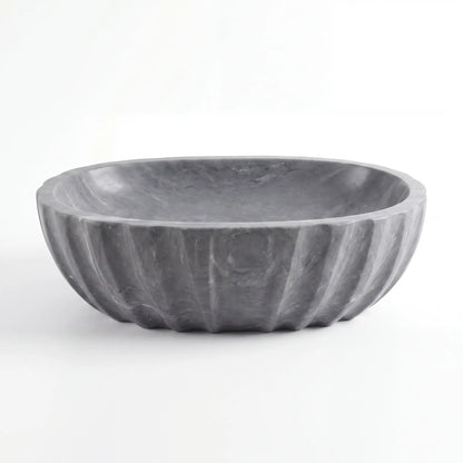 RMD-183 Round Grey Marble Vessel Sink Basin