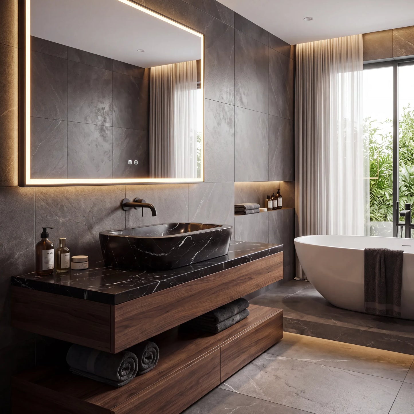 RMD-188 Rectangle Nero Marquina Vessel Sink Basin