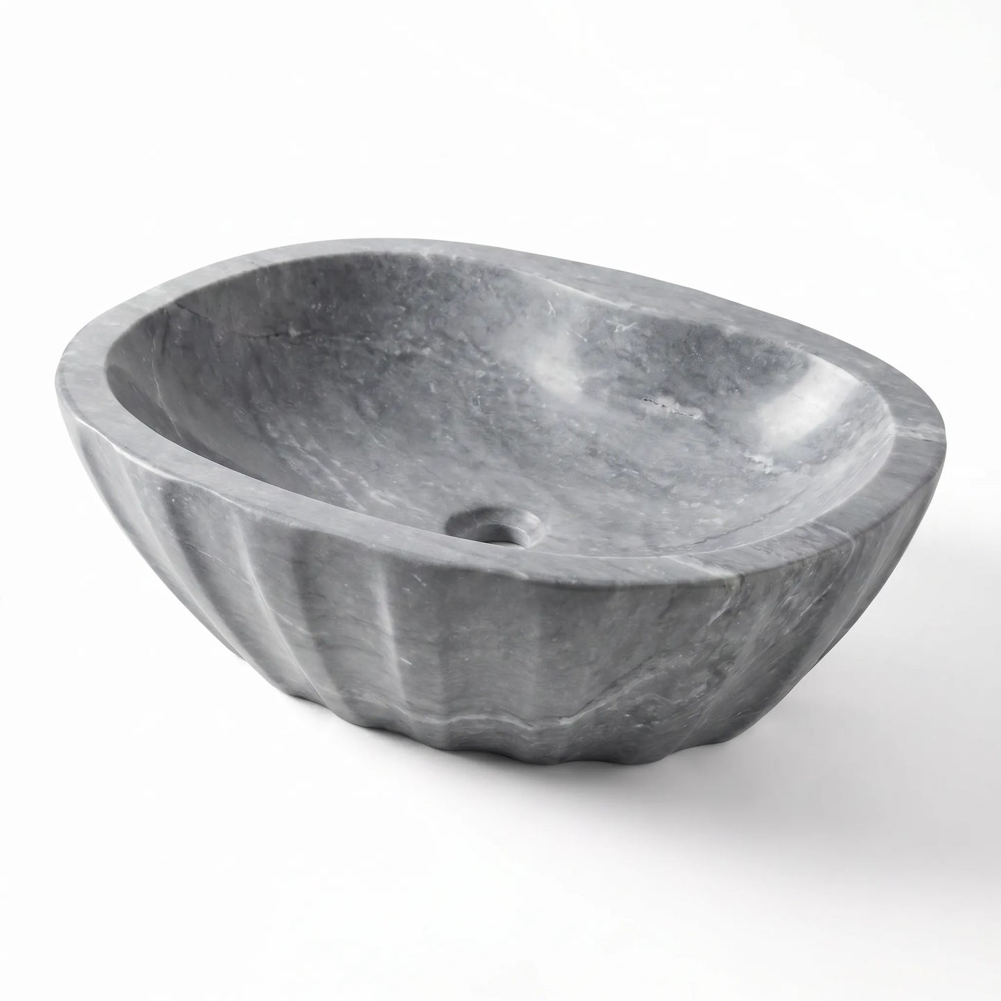 RMD-190 Oval Grey Marble Vessel Sink Basin