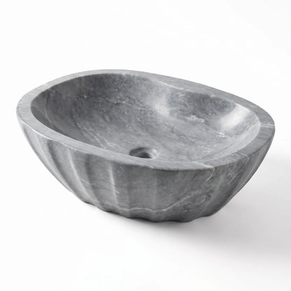 RMD-190 Oval Grey Marble Vessel Sink Basin