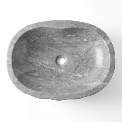 RMD-190 Oval Grey Marble Vessel Sink Basin