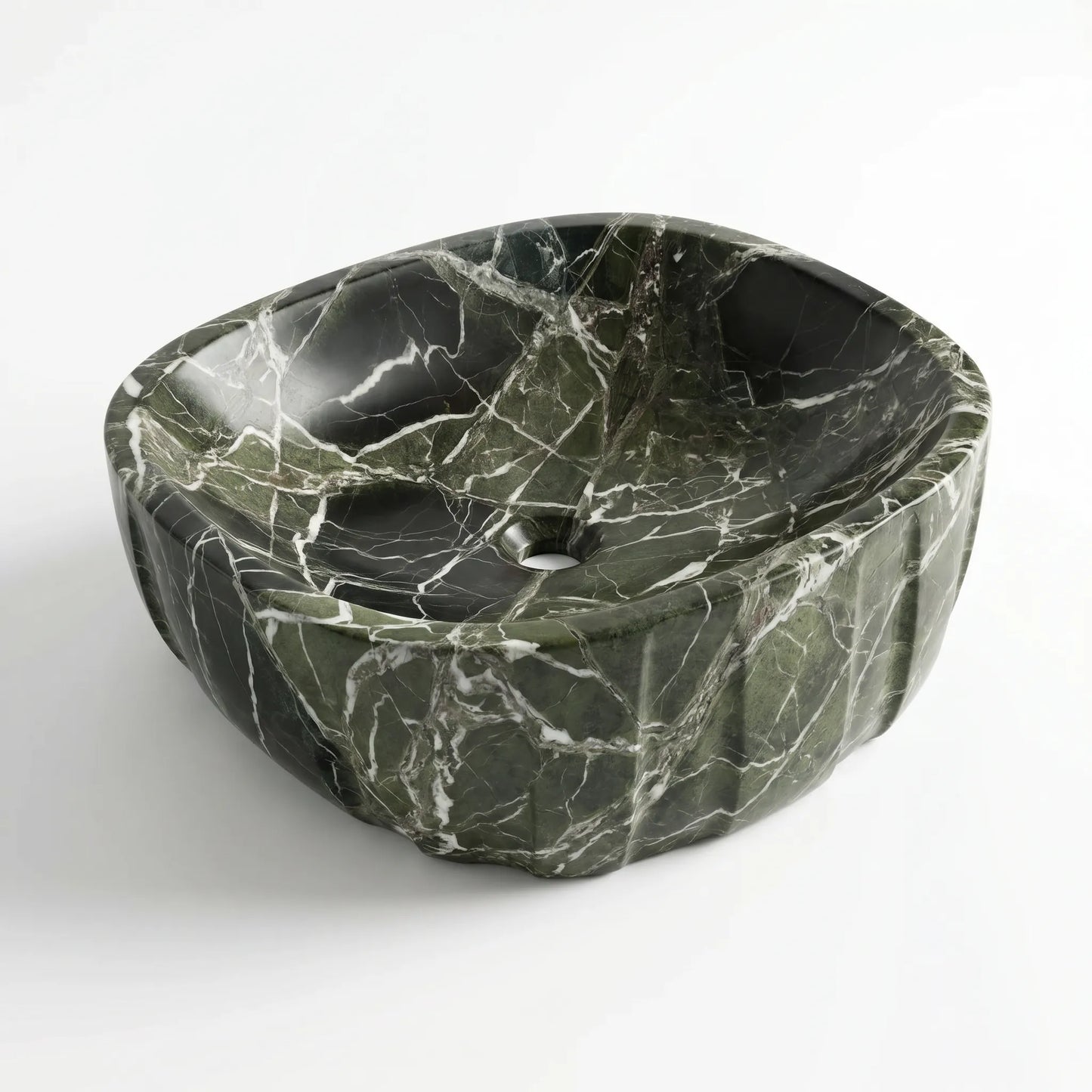 RMD-191 Round Green Marble Vessel Sink Basin