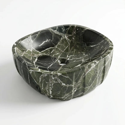RMD-191 Round Green Marble Vessel Sink Basin