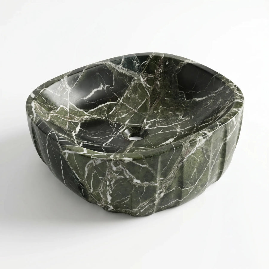 RMD-191 Round Green Marble Vessel Sink Basin