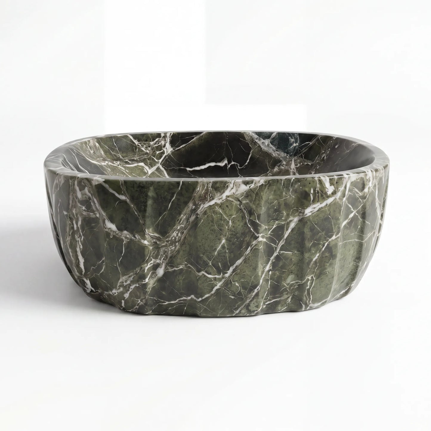 RMD-191 Round Green Marble Vessel Sink Basin