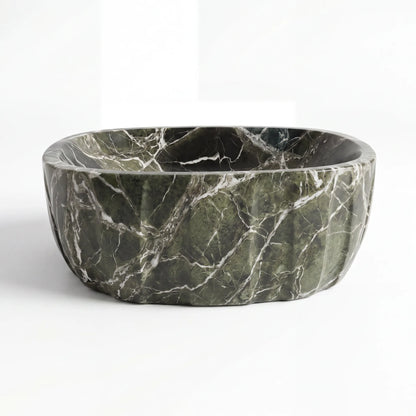 RMD-191 Round Green Marble Vessel Sink Basin