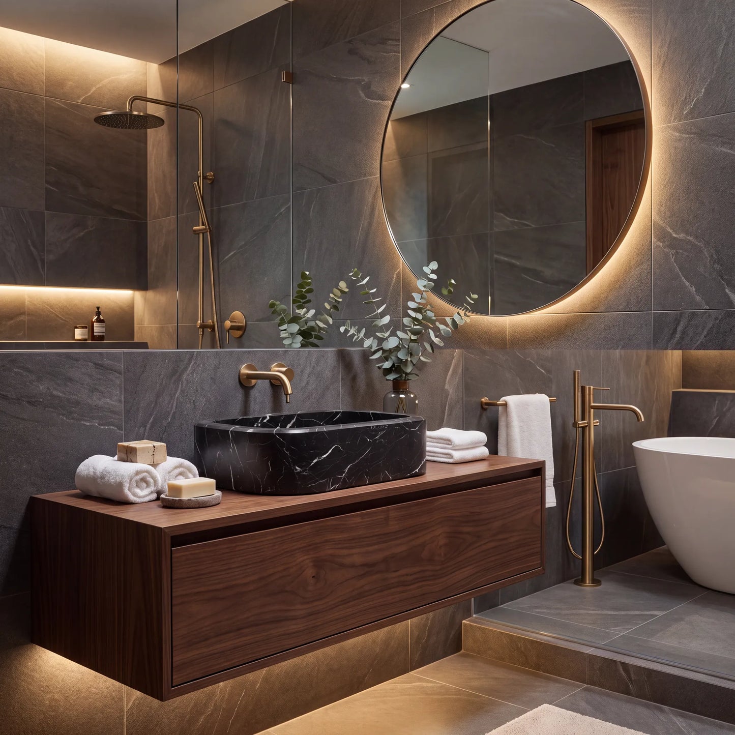 RMD-192 Oval Nero Marquina Vessel Sink Basin