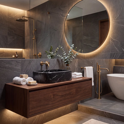 RMD-192 Oval Nero Marquina Vessel Sink Basin
