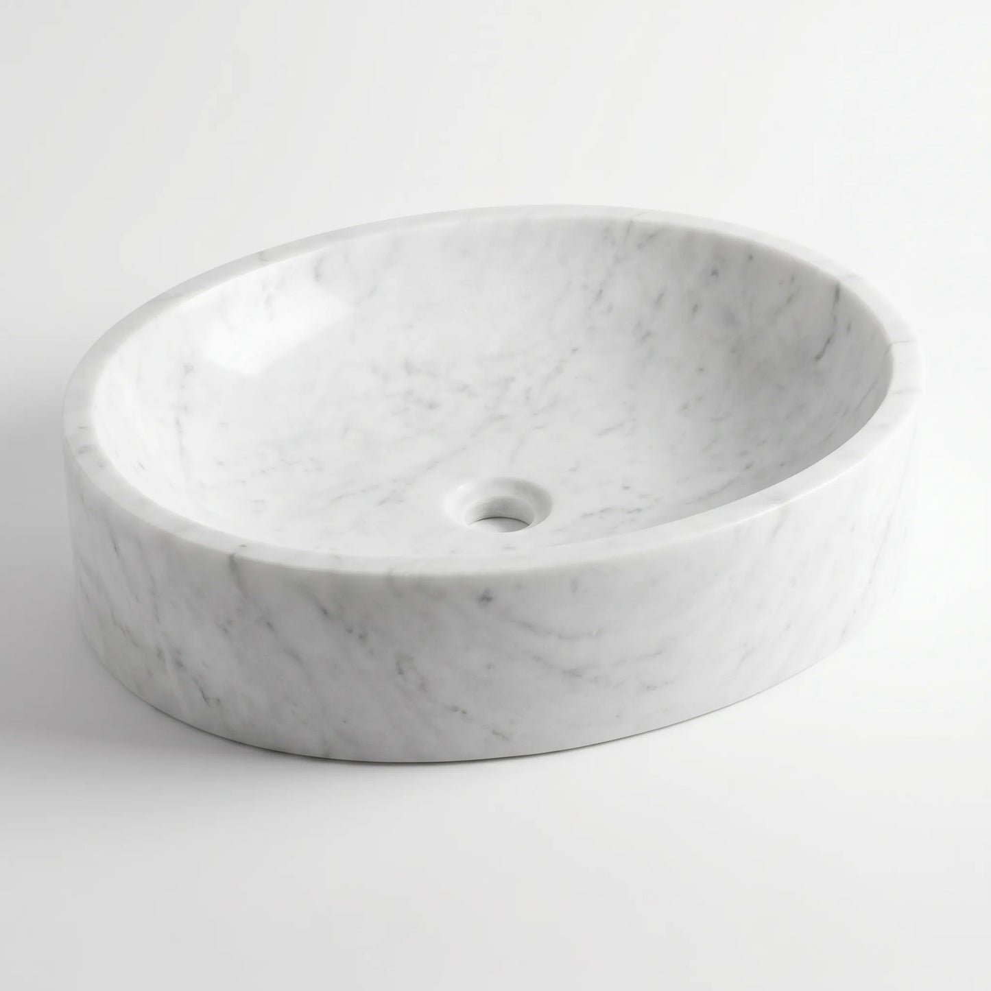 RMD-194 Round Carrara White Vessel Sink Basin