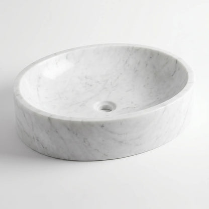 RMD-194 Round Carrara White Vessel Sink Basin