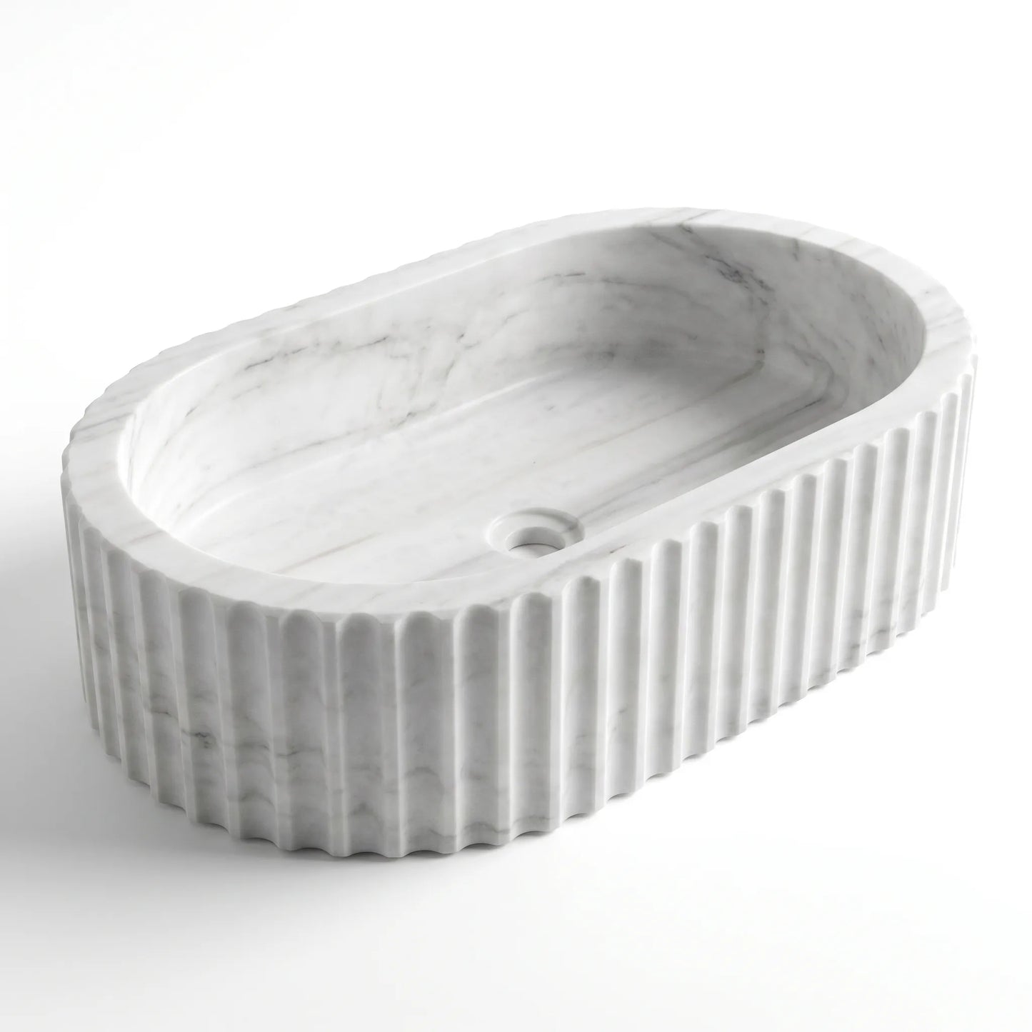 RMD-195  Round Carrara white Vessel Sink Basin