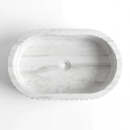 RMD-195  Round Carrara white Vessel Sink Basin