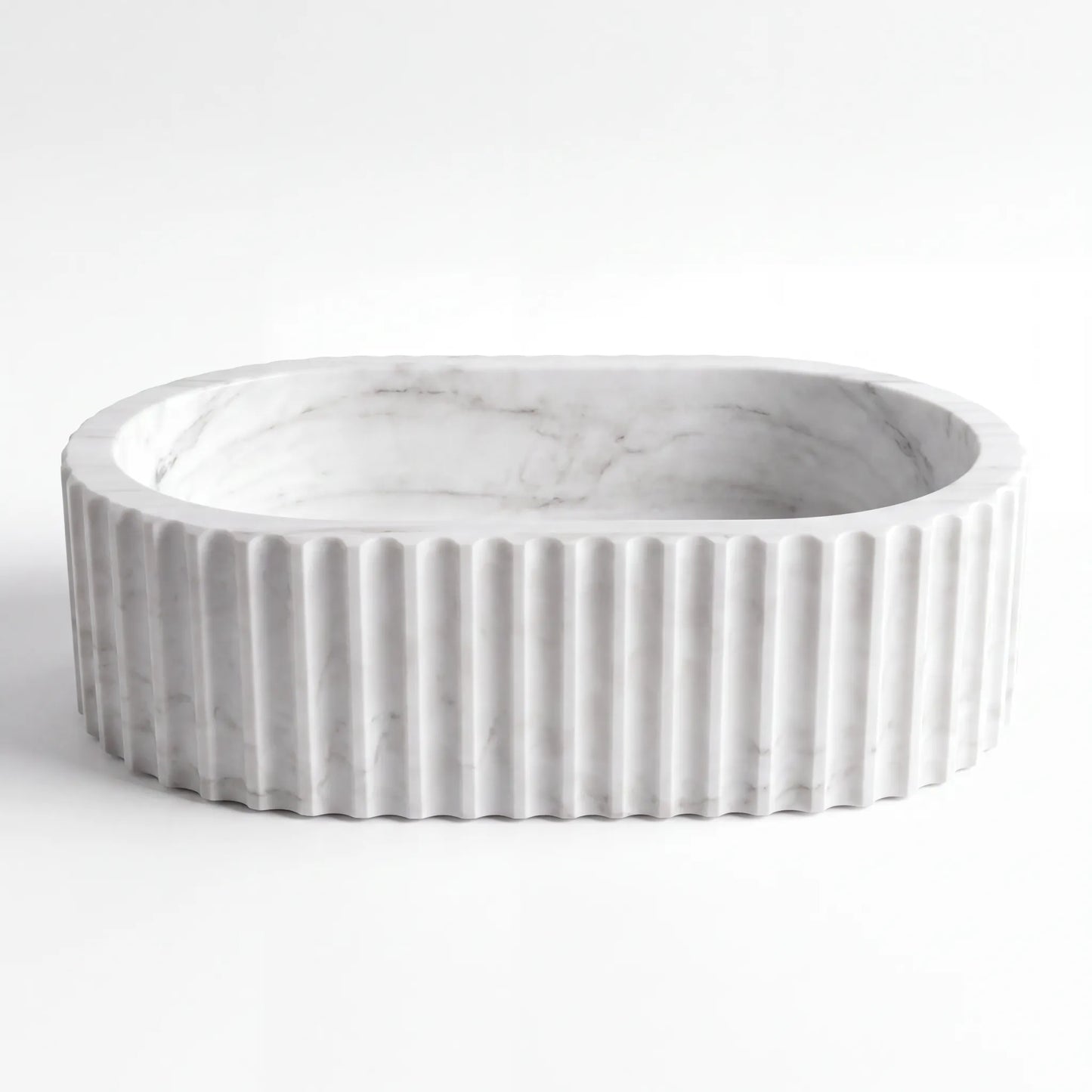 RMD-195  Round Carrara white Vessel Sink Basin