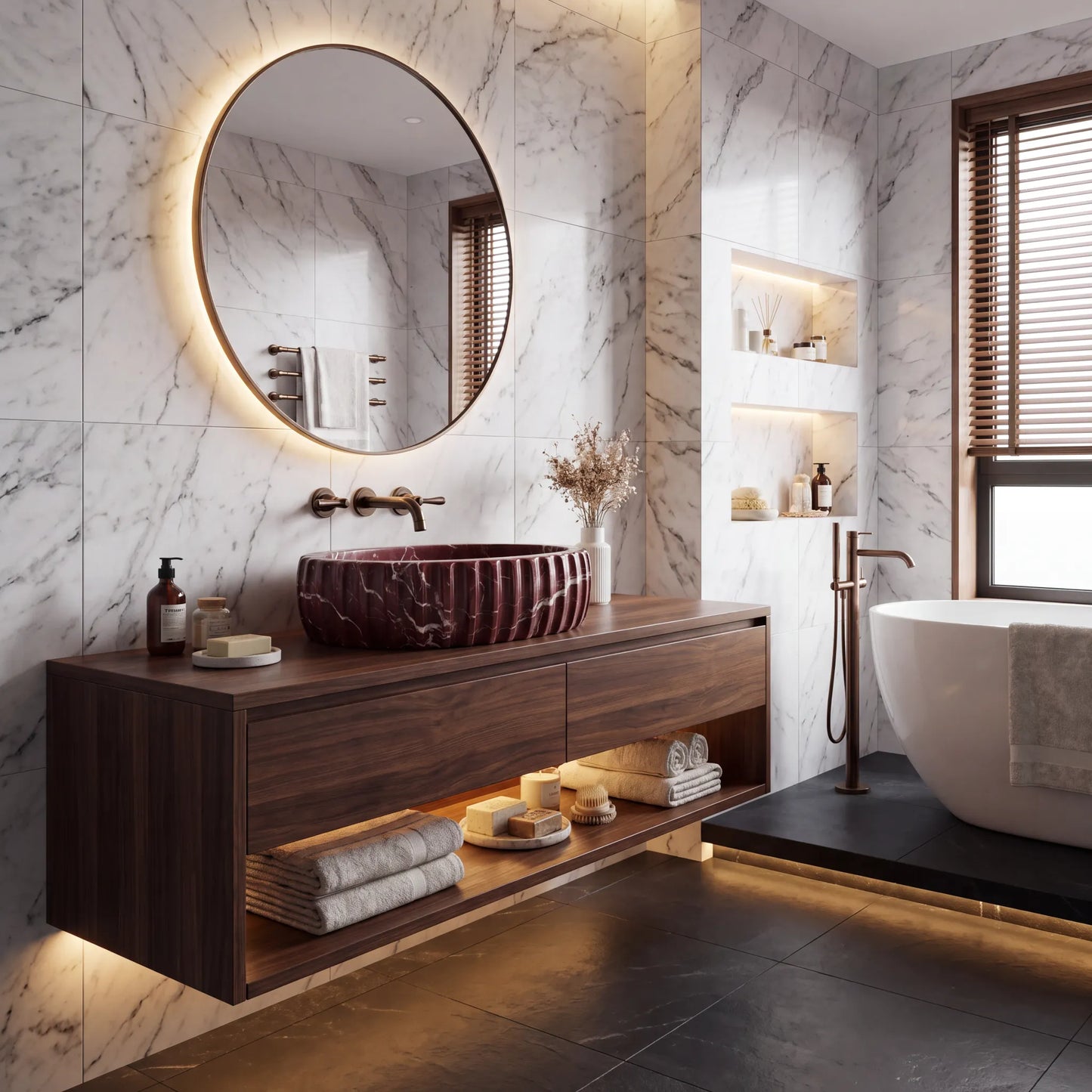 RMD-198 Oval Rosso Levanto Vessel Sink Basin