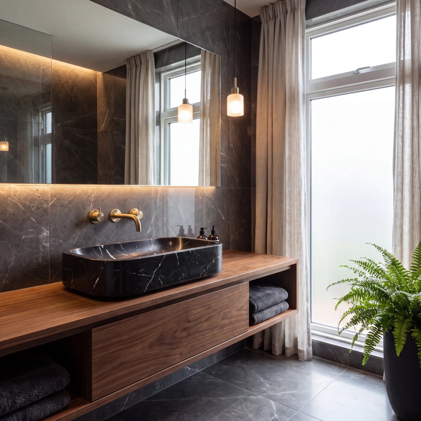 RMD-201 Rectangle Nero Marquina Vessel Sink Basin