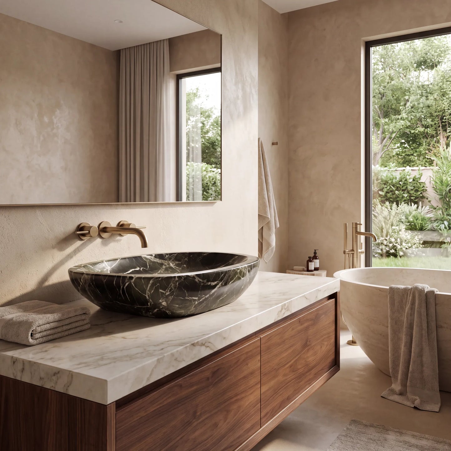 RMD-202 Rectangle Green Marble Vessel Sink Basin