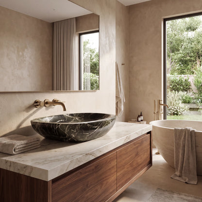 RMD-202 Rectangle Green Marble Vessel Sink Basin