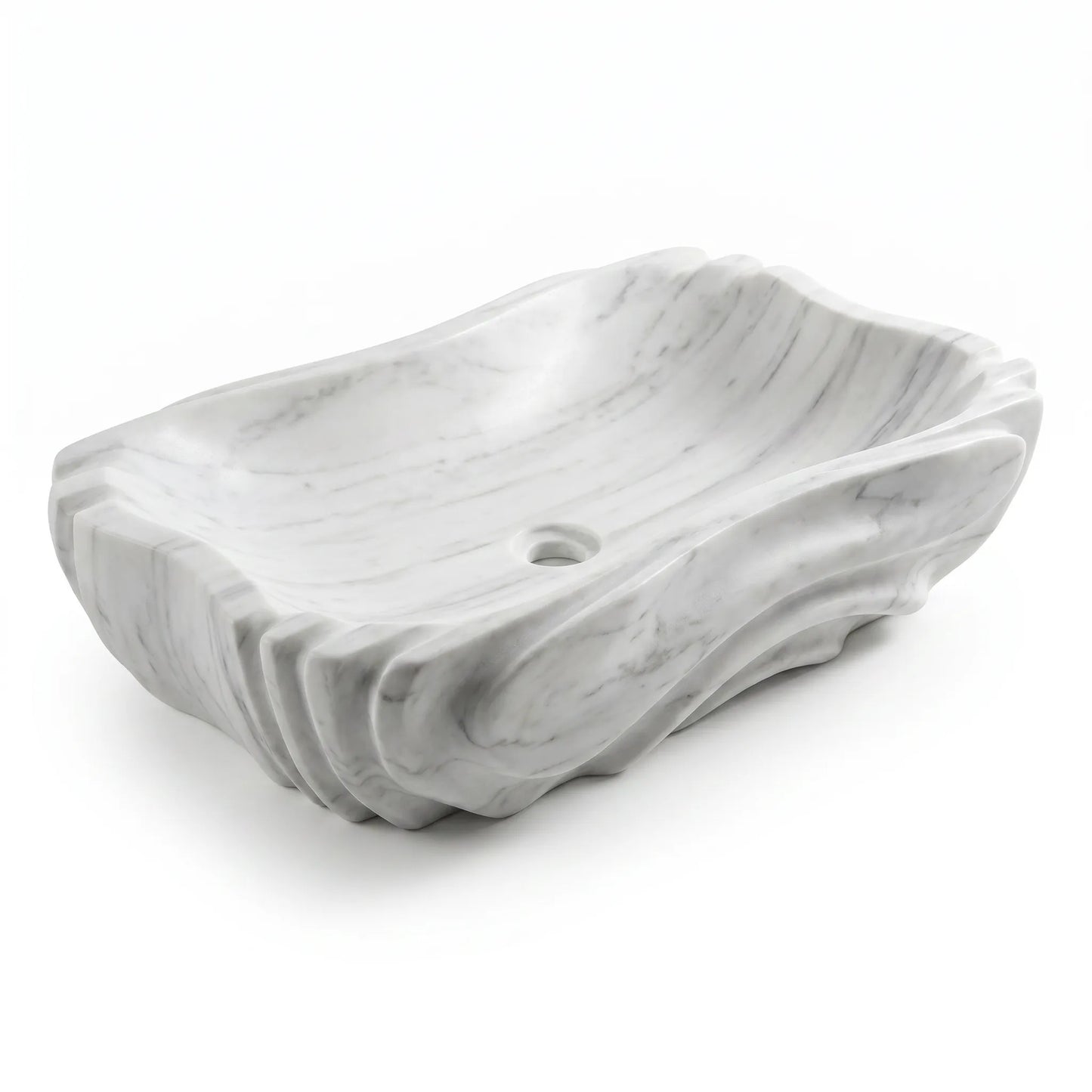 RMD-203 Rectangle Carrara White Vessel Sink Basin