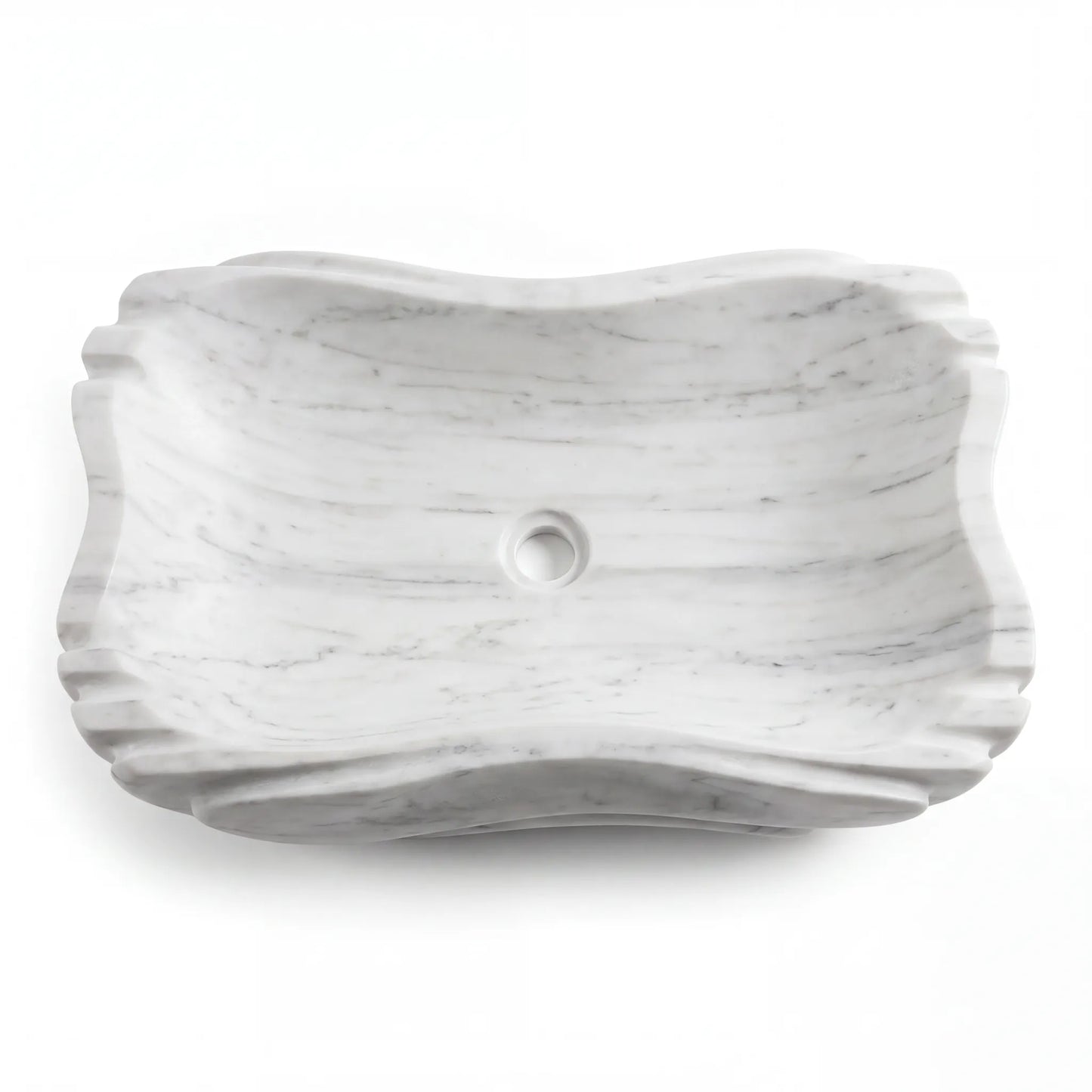 RMD-203 Rectangle Carrara White Vessel Sink Basin