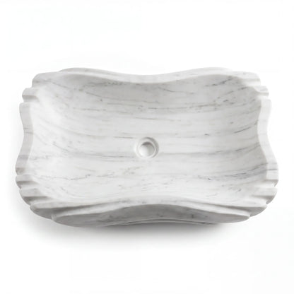 RMD-203 Rectangle Carrara White Vessel Sink Basin