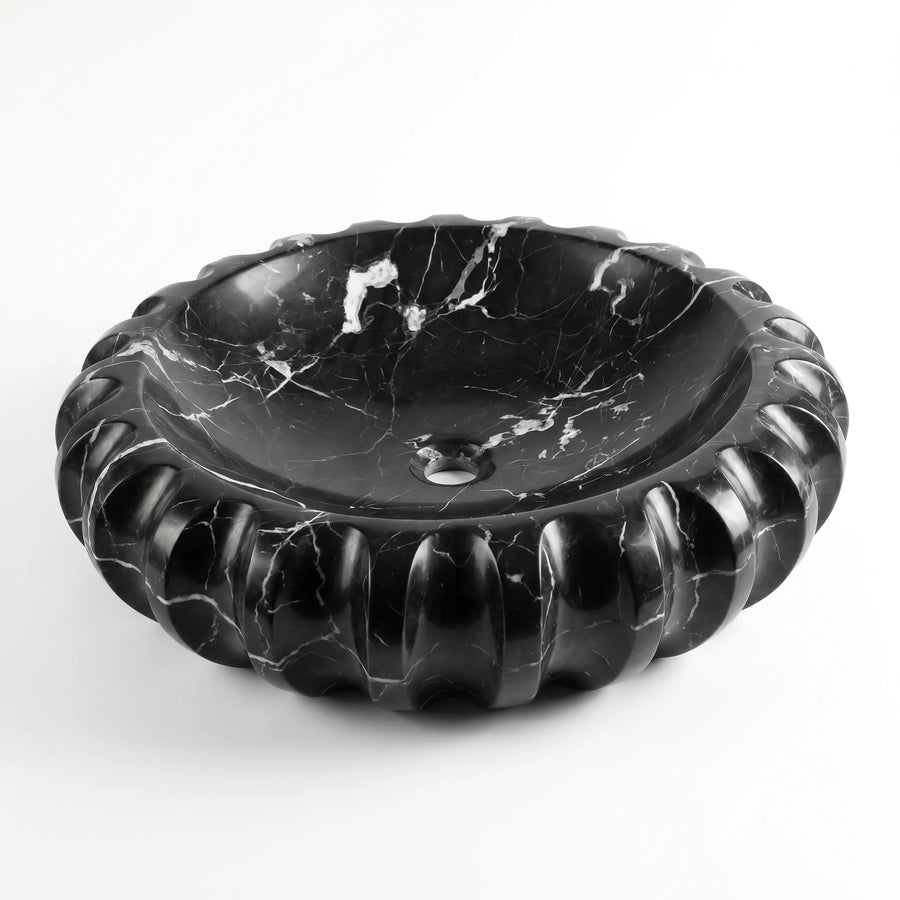 RMD-205 Round Nero Marquina Vessel Sink Basin
