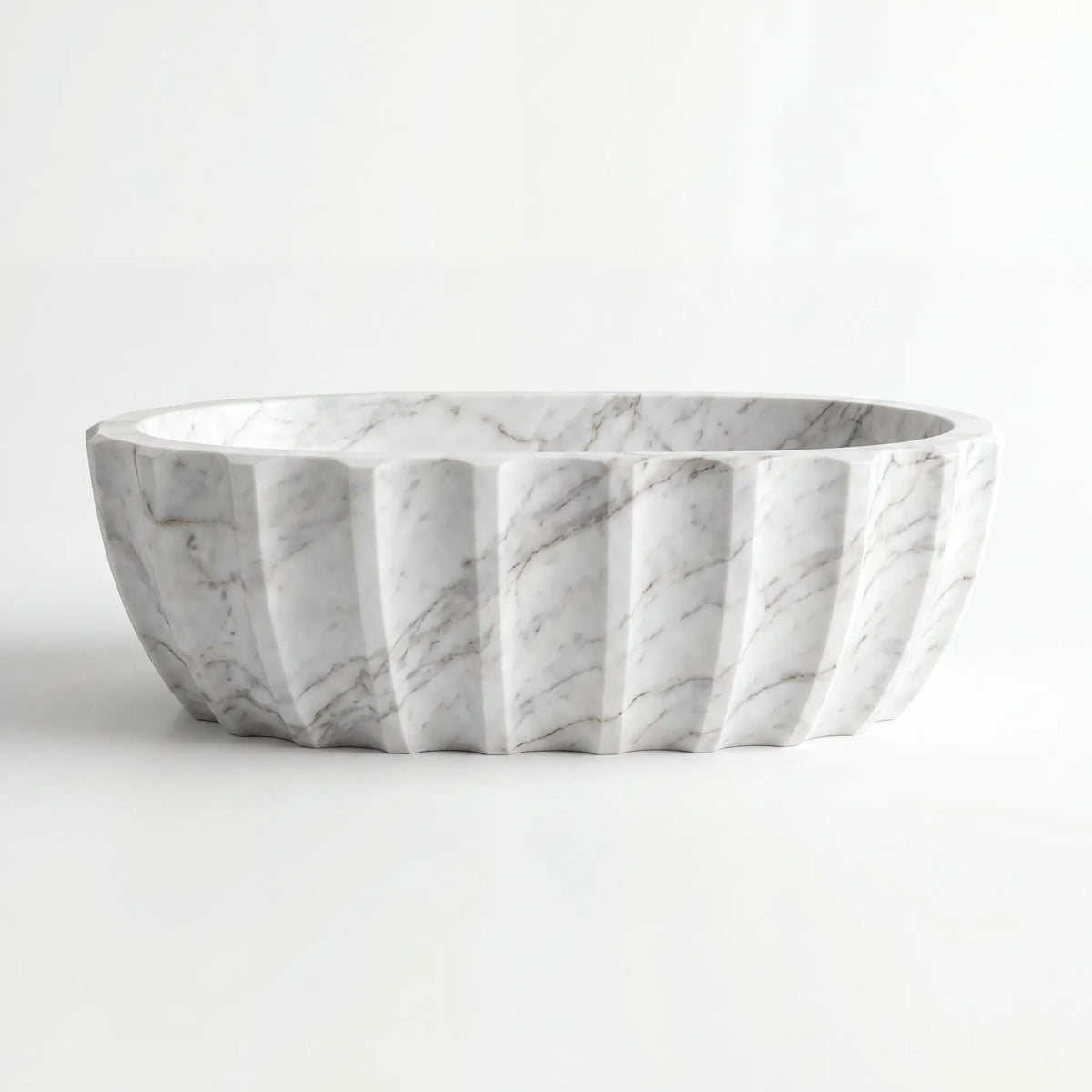 Front view of RMD-206 Lilavelle round Lilac marble vessel sink with polished finish