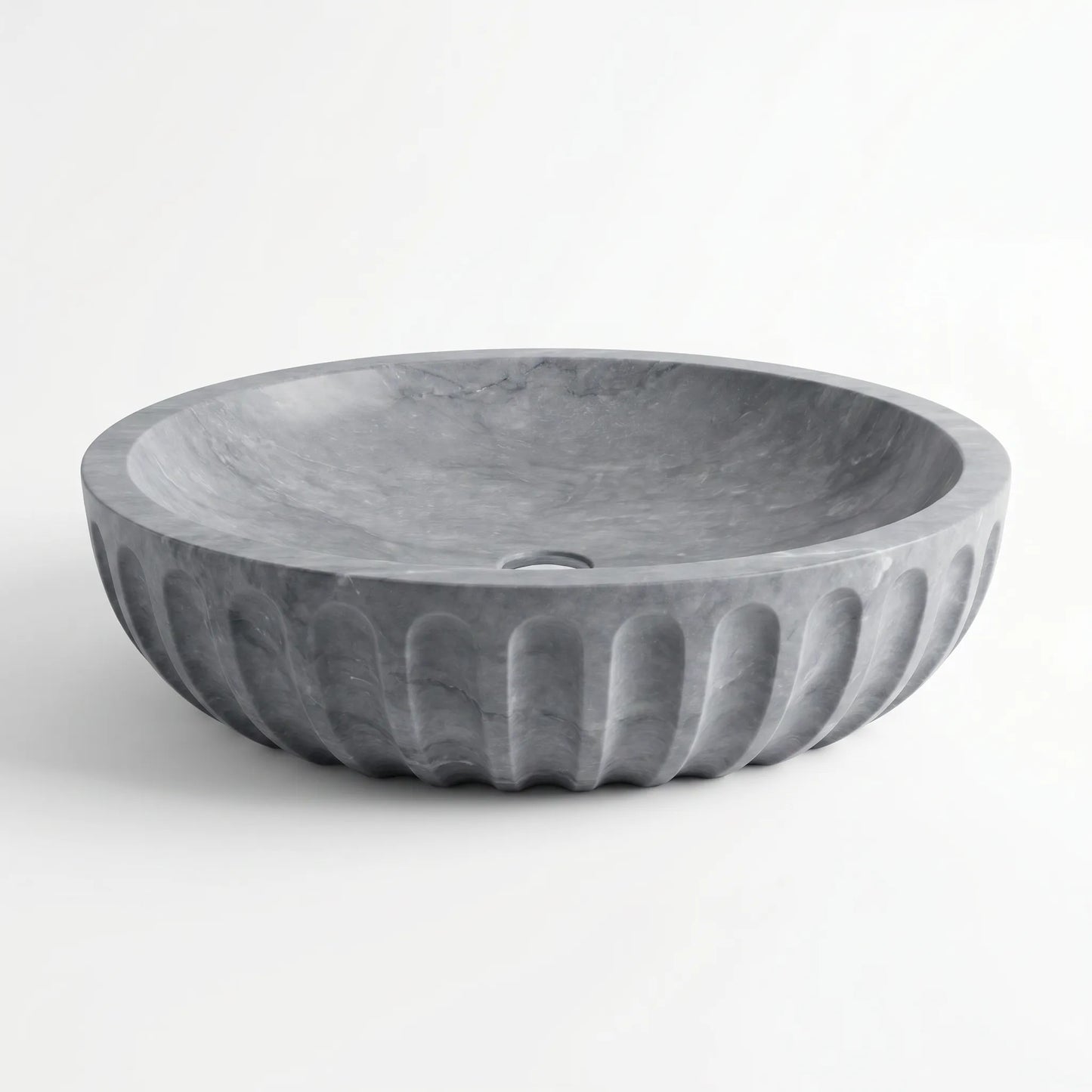 RMD-207 Round Grey Marble Vessel Sink Basin