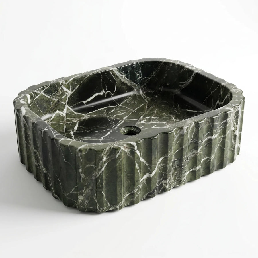 RMD-208 Oval Green Marble Vessel Sink Basin