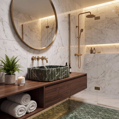 RMD-208 Oval Green Marble Vessel Sink Basin