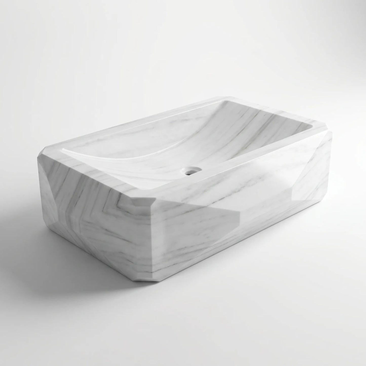RMD-209 Square Carrara White Vessel Sink Basin