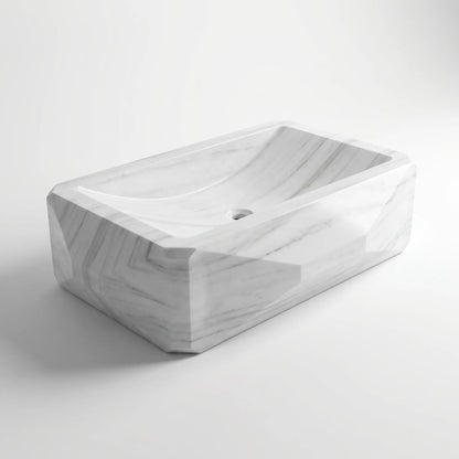 RMD-209 Square Carrara White Vessel Sink Basin