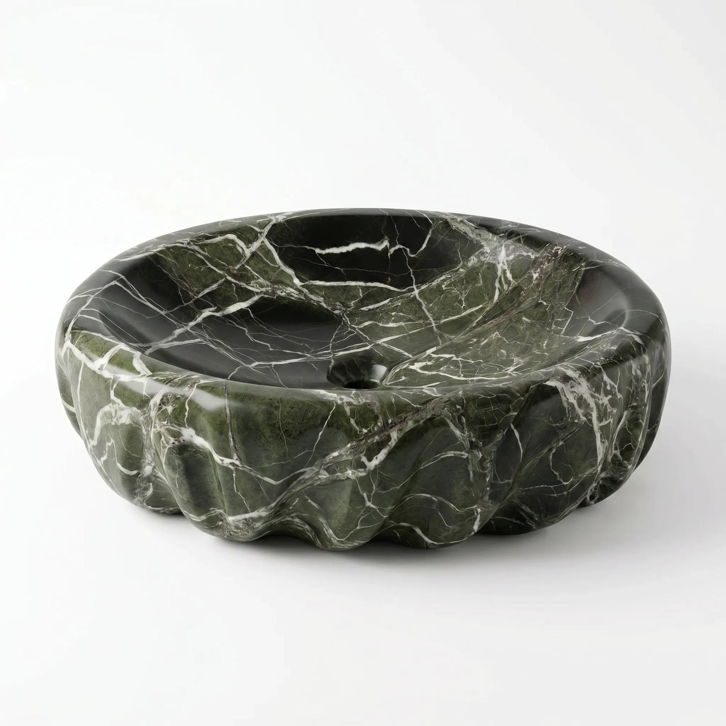 RMD-210 Round Green Marble Vessel Sink Basin