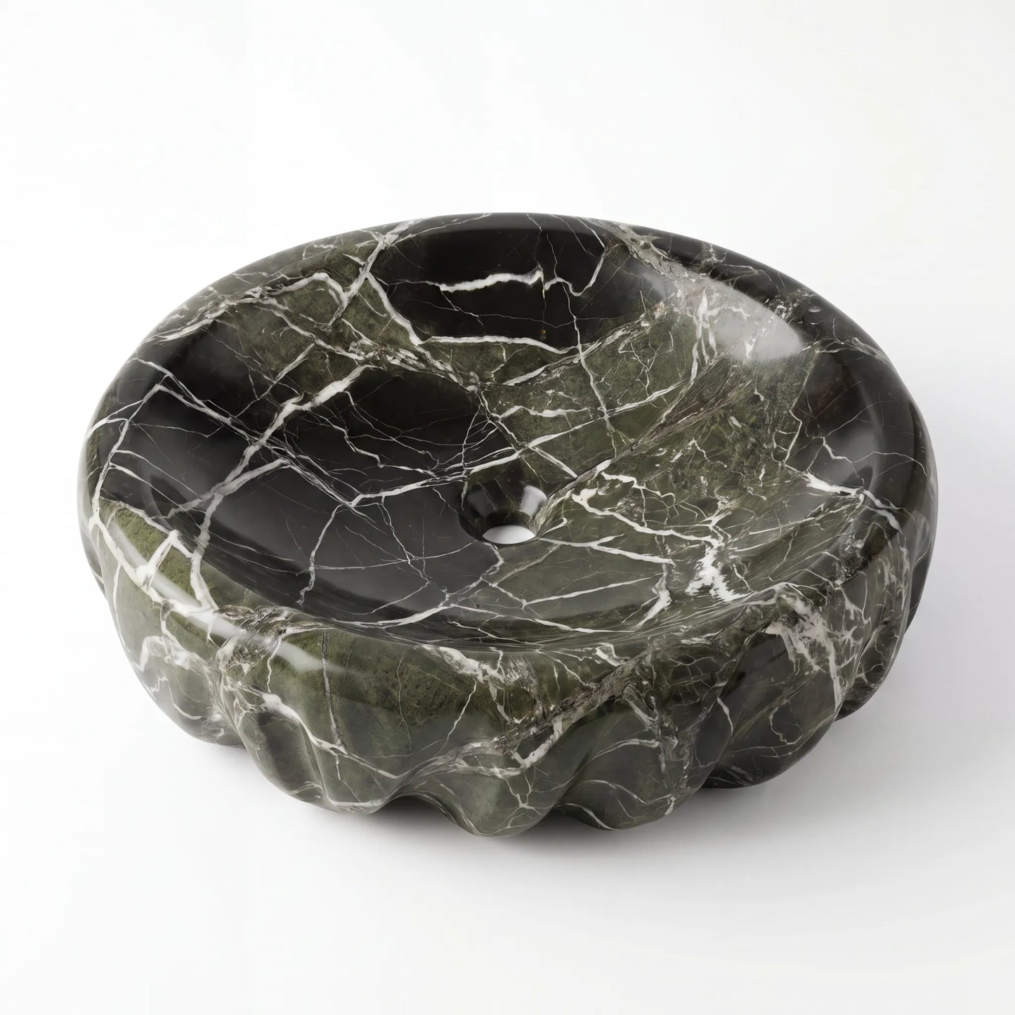 RMD-210 Round Green Marble Vessel Sink Basin