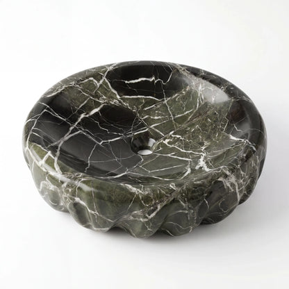 RMD-210 Round Green Marble Vessel Sink Basin