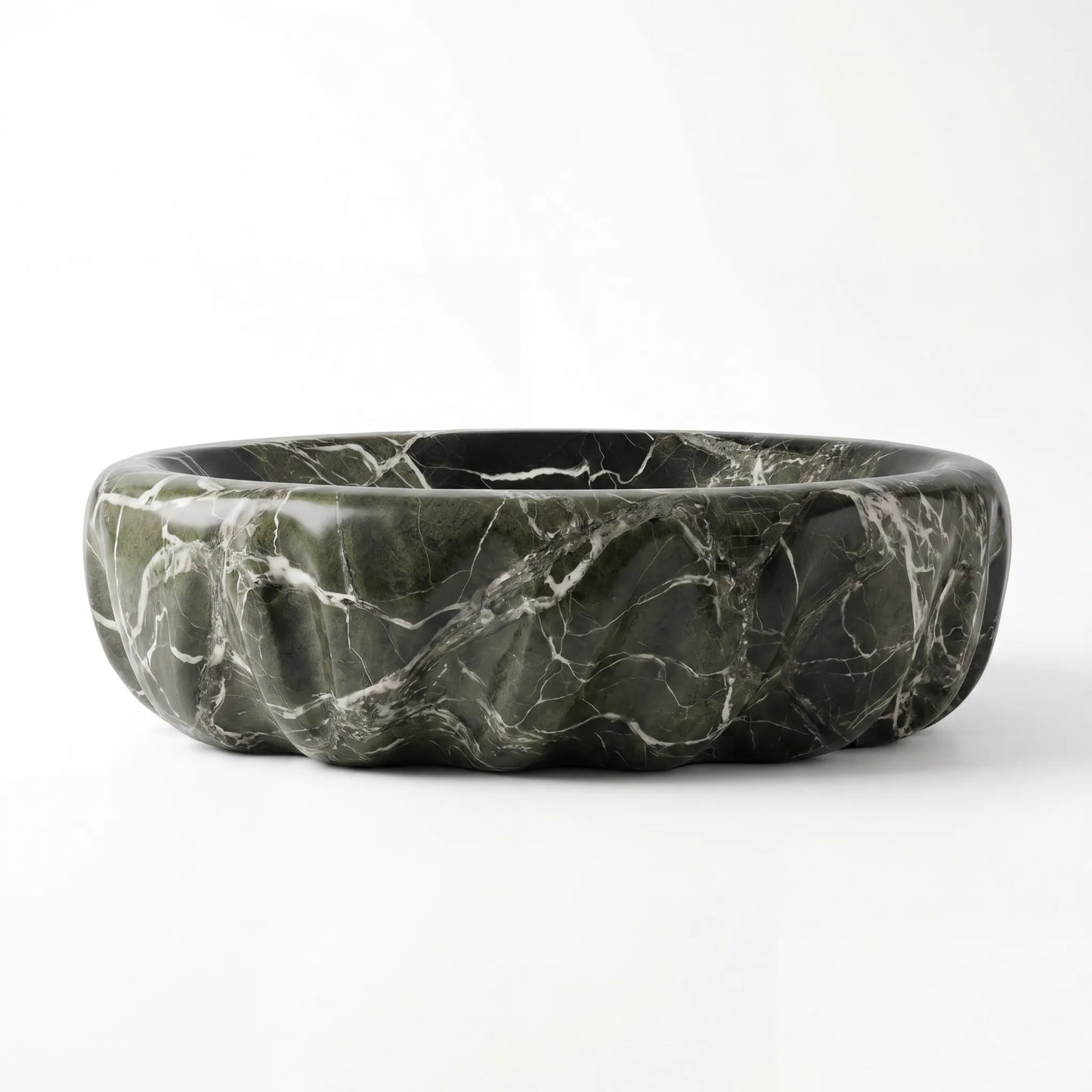 RMD-210 Round Green Marble Vessel Sink Basin