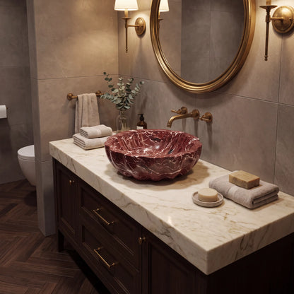 RMD-211 Round Rosso Levanto Vessel Sink Basin