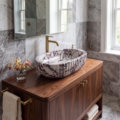RMD-212  Round Calacatta viola Vessel Sink Basin